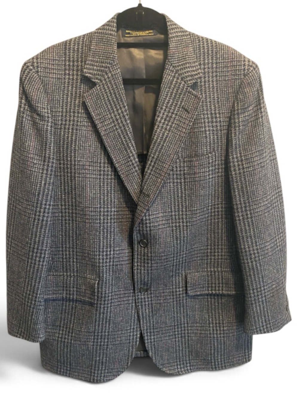 Brooks Brothers Vintage Wool Blazer Mens 42R Gray Plaid Union Made Suit Jacket